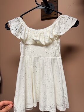 Btween Girls White Eyelet ruffle off the shoulder dress